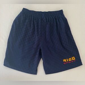 Rigo Sport Shorts Men’s XL Elastic Waist Lightweight Pockets Blue W/Yellow Logo